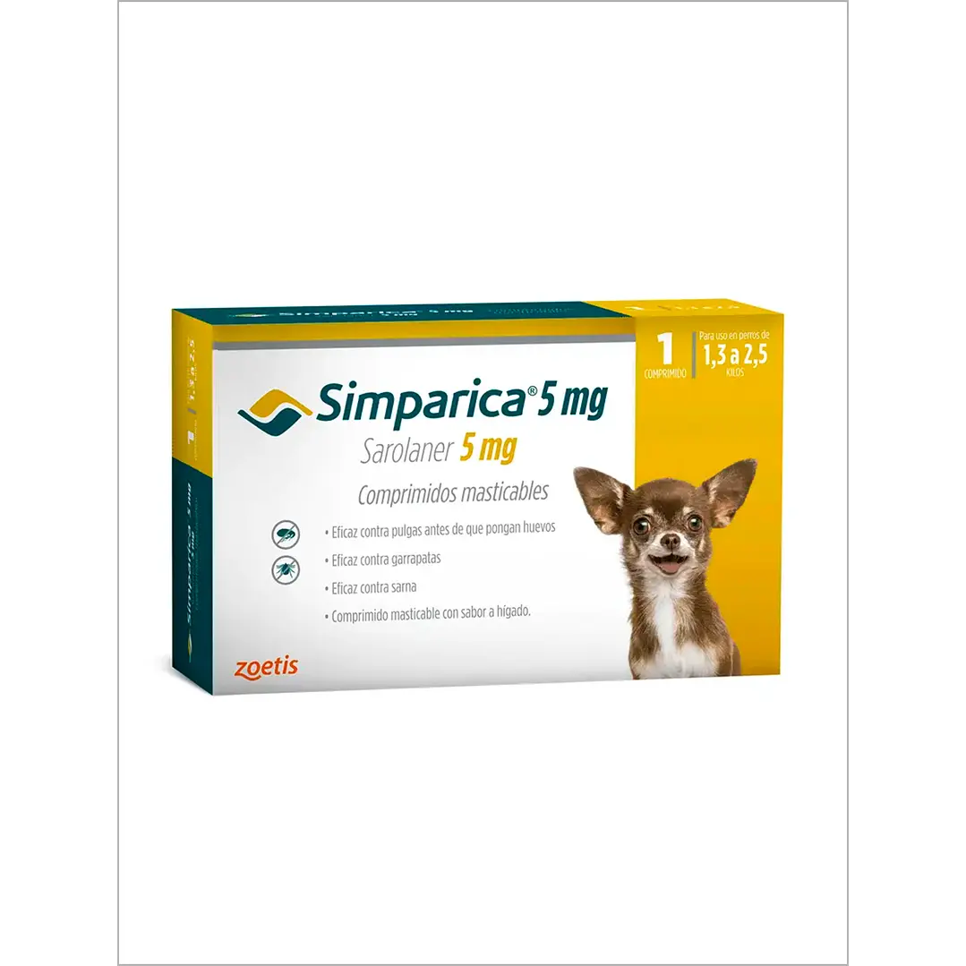 SIMPARICA 5 MG - 1.3 A 2.5 KG (3 COMPRIMIDOS)