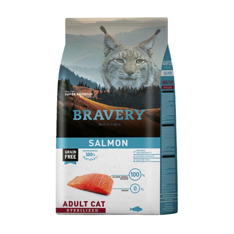 BRAVERY ADULTO ESTERILIZADO GATO SALMON 2 kilos